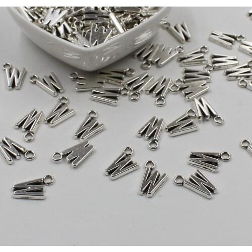 20 pcs Double Side Alphabet(W)Letter Tag Charm Pendant Initials Jewelry Making