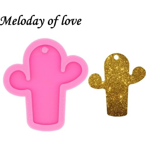 Glossy Silicone Cactus Keychain Epoxy Resin Molds Jewelry Making Custom Mould DY0535