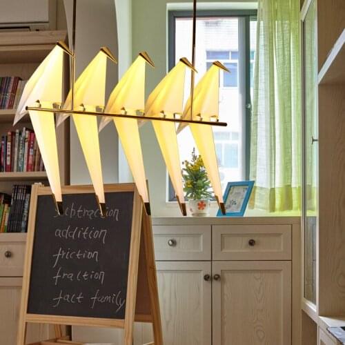 Art decor pendant lights Restaurant Kitchen Dining room Origami lamp Nordic Bird paper lustre Luminaire