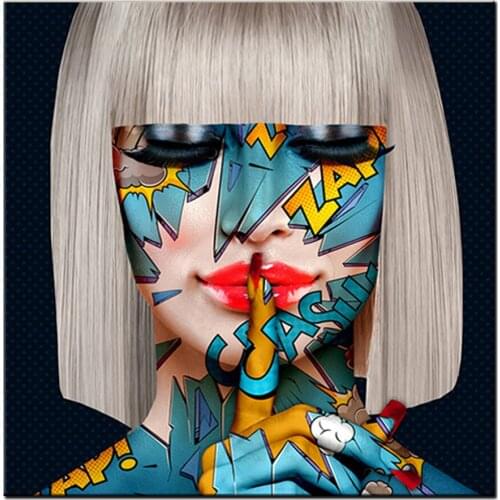 Girl Face Graffiti Art Paintings on the Wall Art diamond painting 5D Modern Closed Eyes Picture Home Decor mosaic embroidery kit