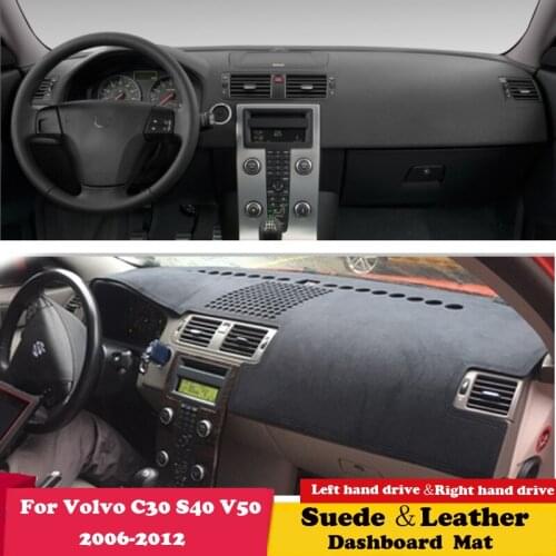 For Volvo C30 S40 V50 2006 2007 2010 -2012 Leather Dashmat Dashboard Cover Pad Dash Mat Carpet Car-Styling Accessories Rug Suede