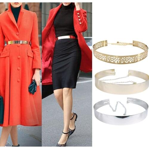 Waistband Plate Hot Chains Waist Metal Belt Mirror Wide Gold Band Lady