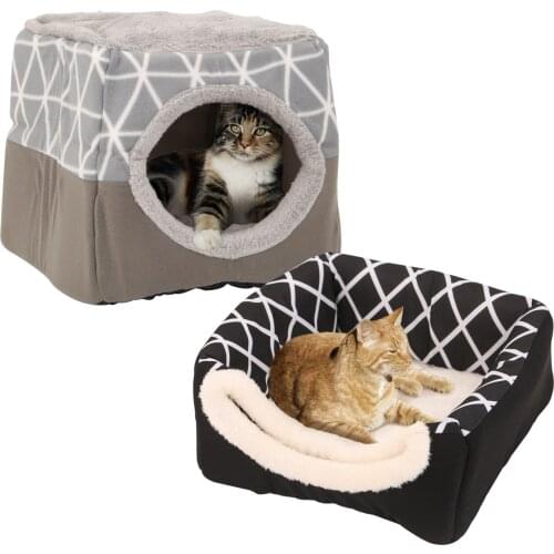 Pet Dog Cat Bed Soft Nest Dual Use Cat Sleeping Bed Pad with Pillow Pet Cozy Beds Kennel for Small Dogs Cats Puppy Pet Supplies
