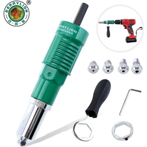 Rivets Drill Adapter Set 2.4mm/3.2mm/4.0mm/4.8mm Solid Aluminum Riveter Adapter Kit For Power Tool Cordless Insert Nut