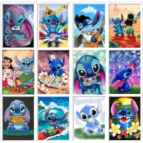 Disney Stitch 5D Diamond Painting Cross Stitch Kits Square/Round Diamond Embroidery Cartoon Animal Mosaic Picture Home Decor