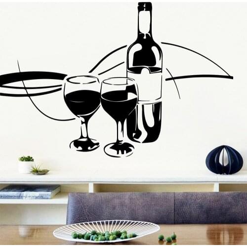 Cartoon Style Red Wine Wall-sticker Home Decoration Accessories For Kitchen Room Company Decor Home Party Decorative Wallpaper