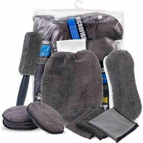 Microfiber Auto Wash Towel Car Cleaning Drying Cloth Hemming Car Care Cloth Detailing Car Wash Towel Sponge Mitt Wheel Brush