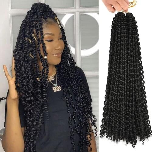 Aigemei 18inches Passion Crochet Braiding Synthetic Locs Twist Water Wave Hair Extension For Women Low Temperature Flame