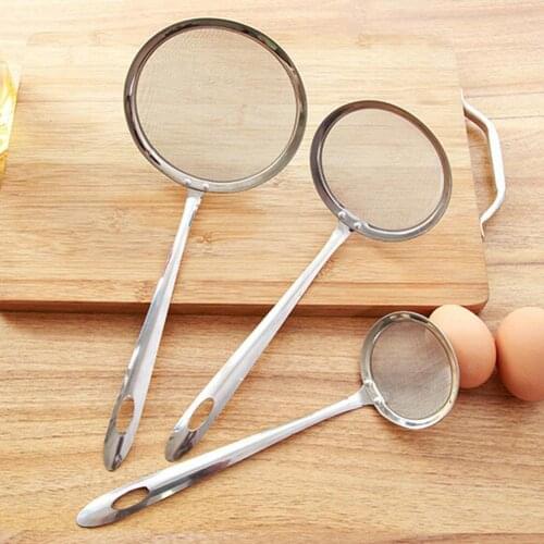 Durable Stainless Steel Long Handle Mesh Strainer Food Water Oil Colander Strainer Mesh Fliter Sifter Kitchen Cooking Tools