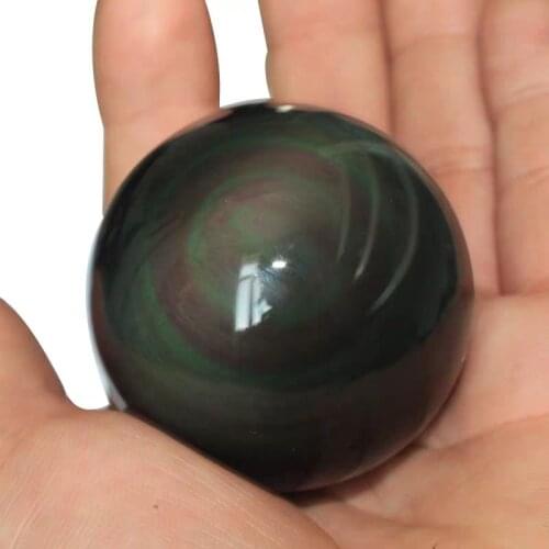 RAINBOW !! NATURAL Cats Eye Obsidian QUARTZ CRYSTAL Sphere Ball RARE