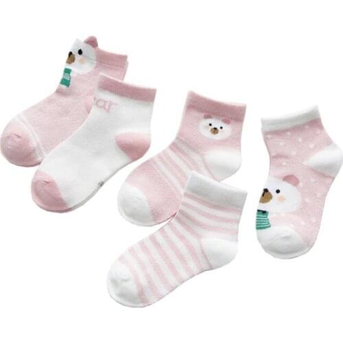 Muti Colors 5Pairs/lot 2-12years Boy and Girls Socks Summer Mesh Thin Baby Socks Cotton Toddler Socks