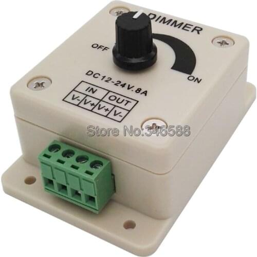 LED Dimmer Switch DC 12V 24V 8A Brightness Adjustable LED Strip Driver Controller for 5050 2835 3014 5630 Single Color LED Strip