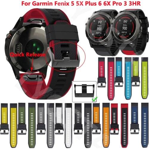26 22MM Silicone Quick Release Watchbands Straps For Garmin Fenix 6X 6 Pro Smart Watch Easyfit Wrist Band 5 5X Plus 3HR Bracelet