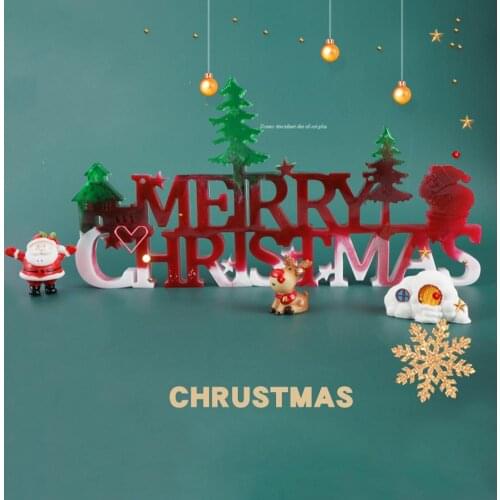 Merry Christmas English DIY Casting Mirror Silicone Mold Ornament Making Tool Silicone Mold Ornament Making Tool
