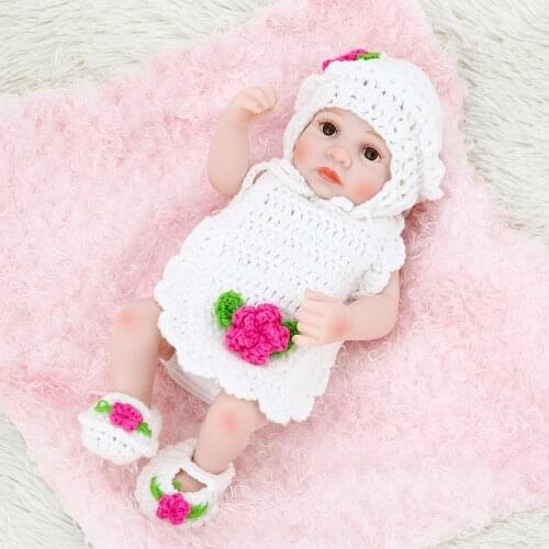 Silicone Reborn Baby Doll Girl Baby Bath Toys Full Body Eyes Open Baby Doll with Clothes 10inch 25cm Lifelike New Christmas Gift