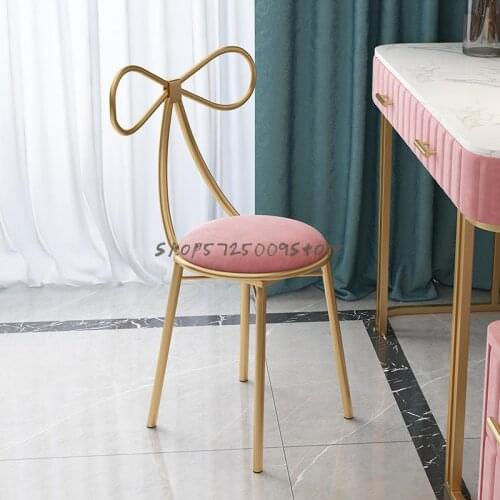 Modern minimalist girl princess bedroom makeup chair dressing table stool manicure back ins Nordic net red chair