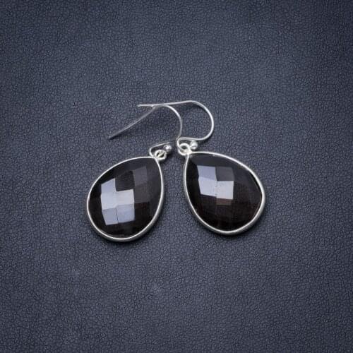 Natural Smoky Quartz Handmade Unique 925 Sterling Silver Earrings 1.25" Y1707