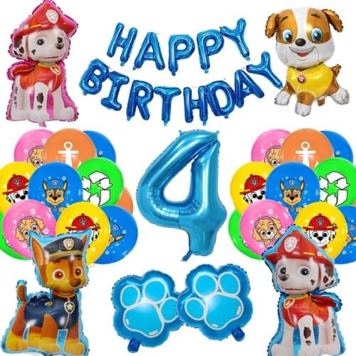 Paw Patrol Balloons Anime Figure Chase Marshall Rubble Toys Child Room DIY Deco WallSticker Kindergarten Party Cartoon Balloon