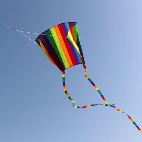 New Rainbow Parafoil Kite With Tails Soft Kite Flying Toys Give 30m Kite Line XX9E