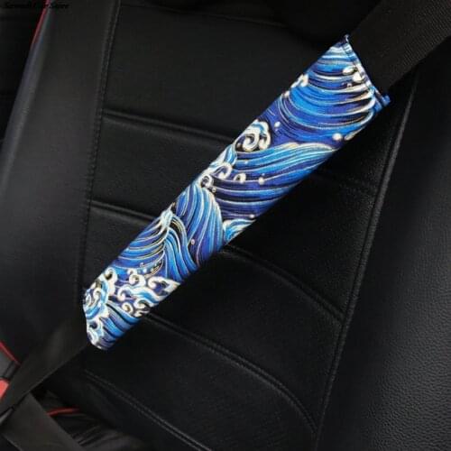 Japanese Waves Car Seat Belt Pink Car Seat Belt Pads Car Safety Belt Protector For Womens Car Comfortable For Kid Auto Decor