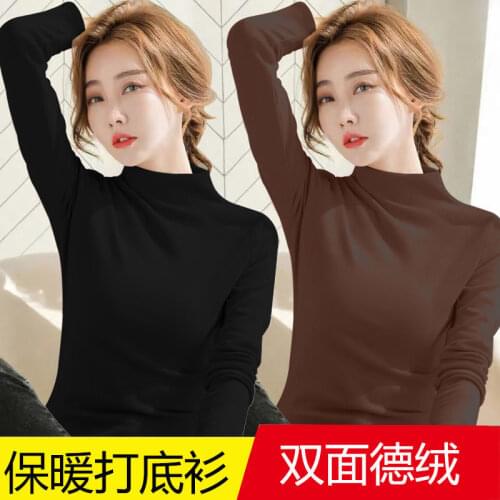 Woman Tshirts Womens Self-Turtleneck Winter T-shirt Tops Mujer Camisetas