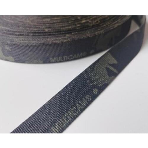 1M Length 25mm Wide Black Camouflage Jacquard Webbing Double Sided Printing Dyeing MCBK DIY Selvedge