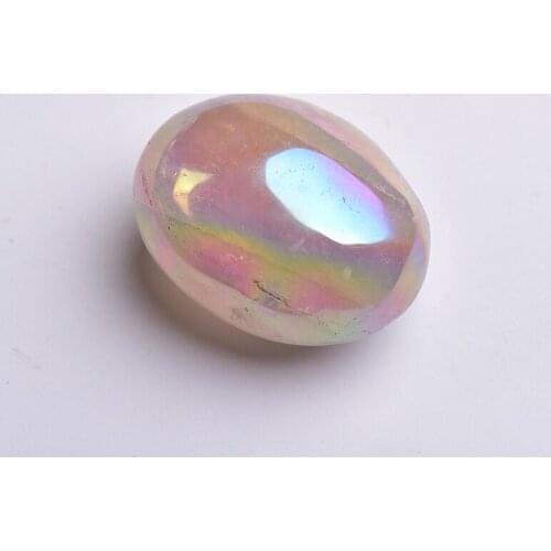 1PC Natural pink rose quartz electroplating original stone egg-shaped crystal therapeutic Ball gemstone