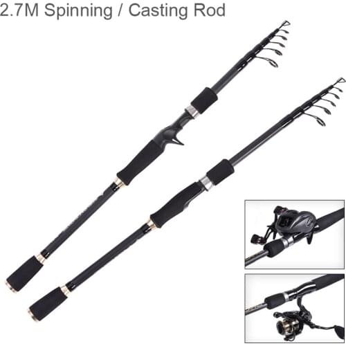 2.1m 2.4m 2.7m Carbon Lure Fishing Rod Straight Shank 6/7 Section Telescopic Ultra Light Carbon Fiber Fishing Pole Lure Tackle