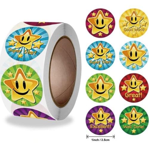 500pcs Children Reward Stickers Creative School Supplies Reward Cute Star Sticker 2.5cm Circle Kids Toy Stickers
