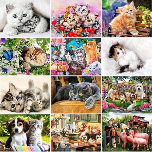 5D DIY Diamond Painting Cat Diamond Embroidery Cross Stitch Full Round Drill Animal Mosaic Rhinestones Home Decor Gift