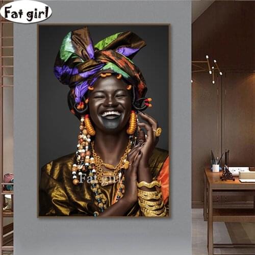 National Style Black Woman Diamond Painting African Art High Quality Wall Pictures Embroidery Mosaic Living Room Decor