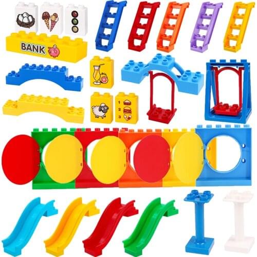 Big Building Blocks Diy Accessories Parts Big Size Pipeline Ball Ferris wheel Seesaw Pillar Bridge Toys Gifts Assemble Gifts