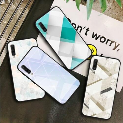 Geometric Marble Tempered Glass Case For Samsung Galaxy A10S A10E A20S A20E A30S A40 A50S A60 A70 A80 A90 A6 A7 A8 Shell