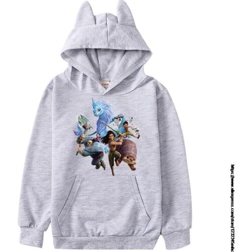 Raya and The Last Dragon Hoodie Kids Cat Ear Cartoon Sweatshirt Toddler Girls Long Sleeve Hooded Coats Baby Boys Sweaters