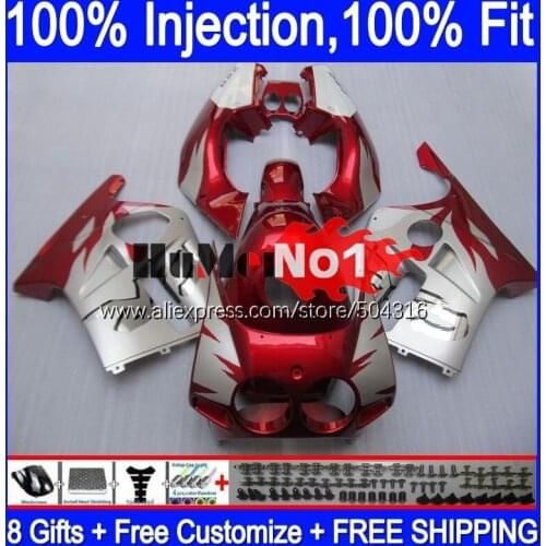 Injection Body For HONDA CBR250RR CBR 250 RR MC19 1988 1989 134MC.1 CBR250 RR CBR 250RR 250R 88 89 OEM Fairing Kit silvery red