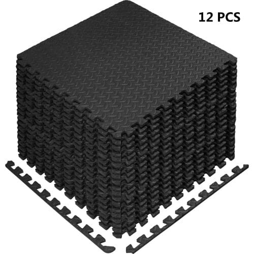 12PCS Puzzle Exercise Floor Yoga Mat, EVA Interlocking Foam Tiles Exercise Equipment Mat with Border-for Gyms, Outdoor Workouts