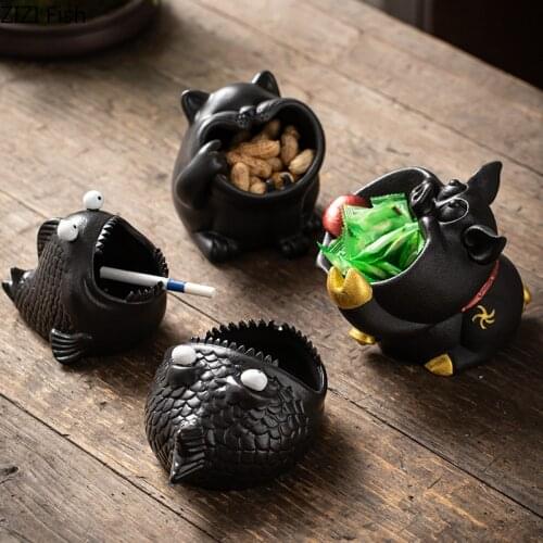 Creative Cartoon Cute Animal Ashtray Large Capacity Home Office Windproof and Fly Ash Car Portable Ashtray Gift for Boyfriend