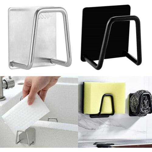 304 Stainless Steel Kitchen Sponges Holder Self Adhesive Sink Sponges Drain Drying Rack Storage Holder Kitchen Sink Accessories