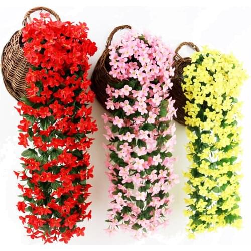 Hot 78cm Wisteria Artificial Gillyflower Vine Wreath Wedding Arch Decoration Fake Plant Leaf Rattan Trailing Ivy Wall