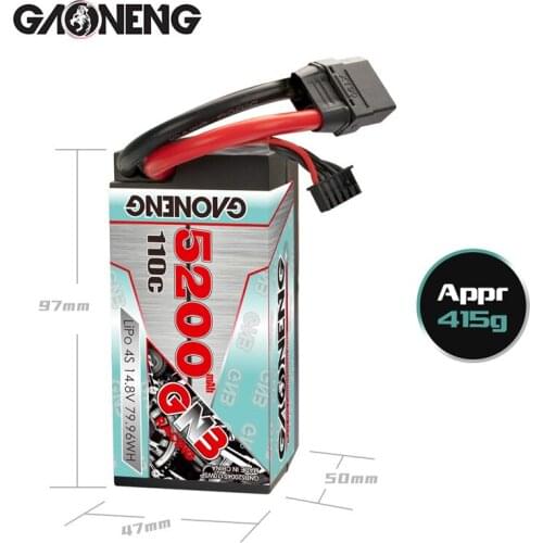 GNB 14.8v 5200mAh 110C MAX 220C LiPo Battery For Remote Control Car Racing Spare Parts With Shell Upgrade LiHV 4S Battery