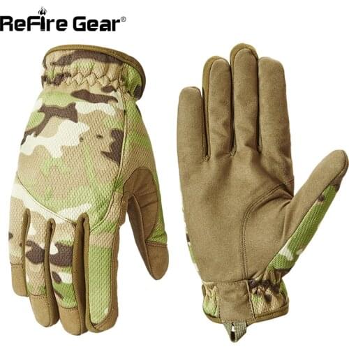 ReFire Gear Mens Military Camouflage Gloves Winter Full Finger Army Combat Tactical Gloves Camo Shoot Bicycle Paintball Gloves