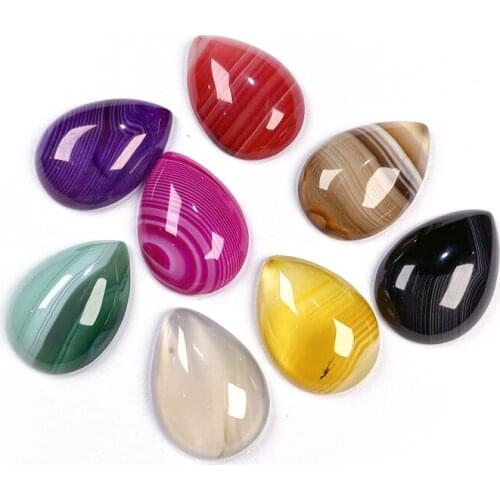 Natural Stone Striped Agates Cabochon Bead Flat Back Water Drop Shape No Hole Loose Beads For jewelry making DIY Ring accessorie