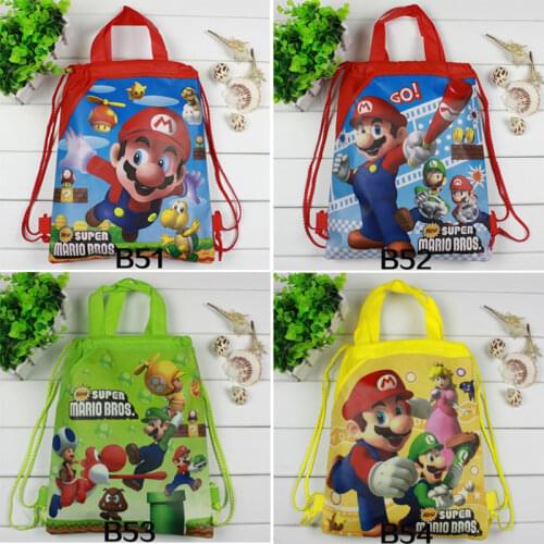 Super Mario Bros Theme Non-woven Bag Fabric Backpack Child Travel School Bag Decoration Mochila Drawstring Gift Bag Gift
