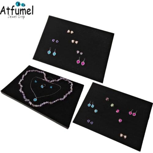 5Pcs/lot Black Velvet Necklace Jewelry Organizer Display Showcase Soft Watch Bangle Earring Ring Storage FoamTray Earring Holder