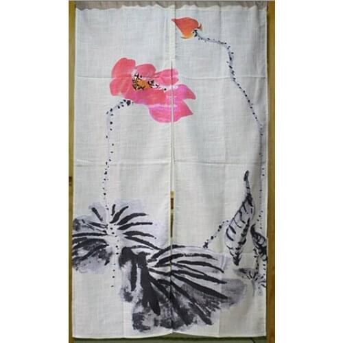 Customized Accept) Korea/Japan/China Sushi Restaurant Kitchen Hanging Split Curtain-Lotus(85x150cm)