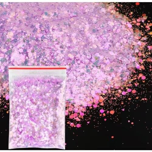 50Gram/Bag Mix Size 0.2-3mm Laser Chunky Nail Art Glitter Powder AB Nail Glitter Art Tumbler For Makeup Face Body Powder Flakes