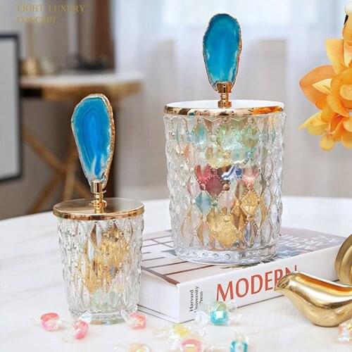 Nordic Luxury Crystal Sealed Cans Storage Jar Modern Art Ornaments Home Decoration Accessories Tea Coffee Multigrain Candy Jar