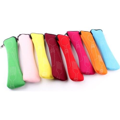 3PCS Fashion Picnic Tableware Bag Portable Tableware Storage Box Environmental Dinnerware Fork Spoon Bag Canteen For student/Kid