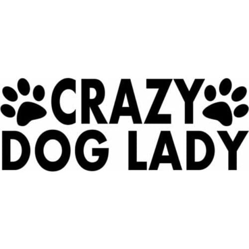 Text window Stickers Crazy Dog Lady Fashion Creative Vinyl Sticker Black14cmx5.5cm