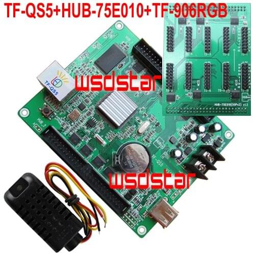 TF-QS5+HUB-75E010+TF-906RGB Temperature & Humidity Sensor 320*128 USB+Lan port Full color asynchronous LED control card
